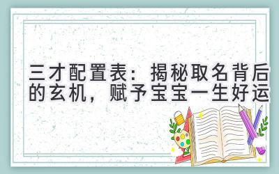 三才配置表:揭秘取名背后的玄机,赋予宝宝一生好运
