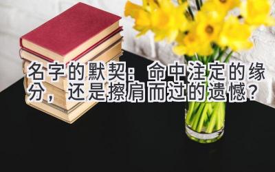 名字的默契:命中注定的缘分,还是擦肩而过的遗憾?