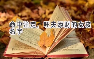 命中注定,旺夫添财的女孩名字