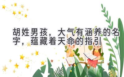  胡姓男孩，大气有涵养的名字，蕴藏着天命的指引 