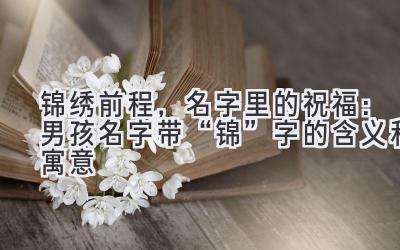 锦绣前程,名字里的祝福:男孩名字带“锦”字的含义和寓意