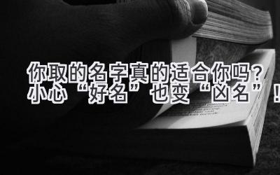 你取的名字真的适合你吗?小心“好名”也变“凶名”!