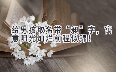   给男孩取名带“昶”字，寓意阳光灿烂前程似锦！ 