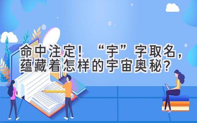 命中注定!“宇”字取名,蕴藏着怎样的宇宙奥秘?
