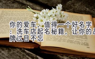  你的爱车，值得一个好名字：洗车店起名秘籍，让你的品牌过目不忘 