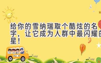   给你的雪纳瑞取个酷炫的名字，让它成为人群中最闪耀的星！ 