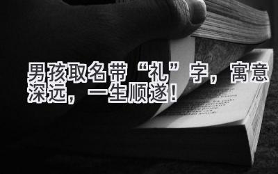   男孩取名带“礼”字，寓意深远，一生顺遂！ 