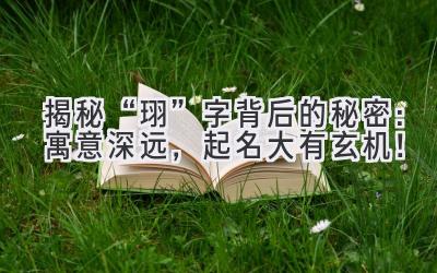  揭秘“珝”字背后的秘密：寓意深远，起名大有玄机！ 