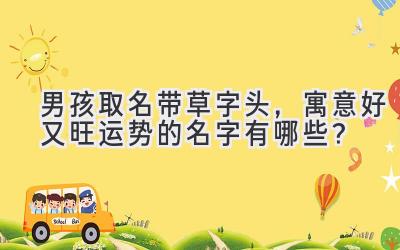 男孩取名带草字头,寓意好又旺运势的名字有哪些?