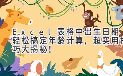 Excel表格中出生日期轻松搞定年龄计算,超实用技巧大揭秘!