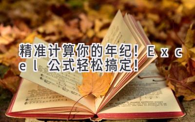 精准计算你的年纪!Excel公式轻松搞定!