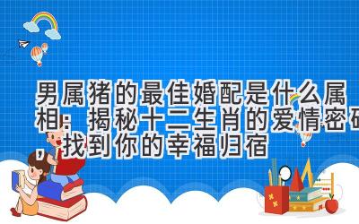 男属猪的最佳婚配是什么属相:揭秘十二生肖的爱情密码,找到你的幸福归宿
