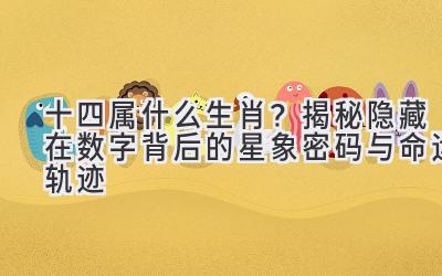 十四属什么生肖?揭秘隐藏在数字背后的星象密码与命运轨迹