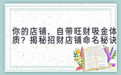 你的店铺,自带旺财吸金体质?揭秘招财店铺命名秘诀