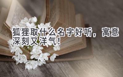 狐狸取什么名字好听,寓意深刻又洋气!
