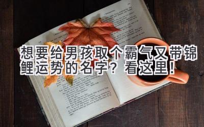 想要给男孩取个霸气又带锦鲤运势的名字?看这里!
