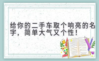 给你的二手车取个响亮的名字,简单大气又个性!