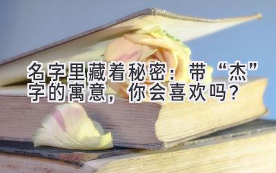 名字里藏着秘密:带“杰”字的寓意,你会喜欢吗?