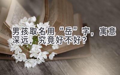 男孩取名用“岳”字,寓意深远,究竟好不好?