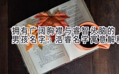 拥有广阔胸襟与睿智头脑的男孩名字:浩睿名字寓意解释