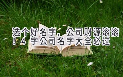   选个好名字，公司财源滚滚！4字公司名字大全 必过 