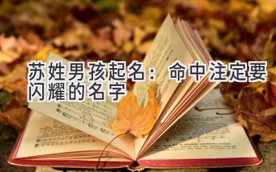  苏姓男孩起名：命中注定要闪耀的名字 