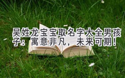 吴姓龙宝宝取名字大全男孩子:寓意非凡,未来可期!