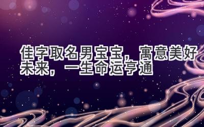佳字取名男宝宝,寓意美好未来,一生命运亨通