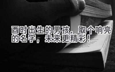 酉时出生的男孩,取个响亮的名字,未来更精彩!