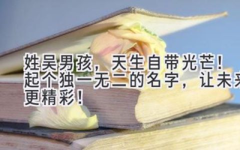 姓吴男孩，天生自带光芒！起个独一无二的名字，让未来更精彩！