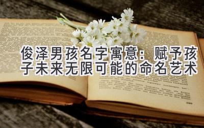 俊泽男孩名字寓意:赋予孩子未来无限可能的命名艺术
