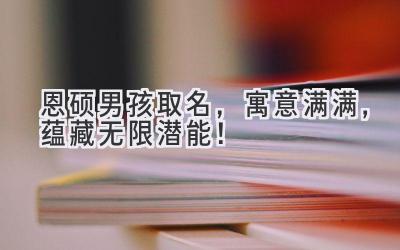 恩硕男孩取名,寓意满满,蕴藏无限潜能!
