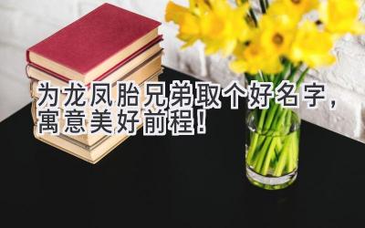  为龙凤胎兄弟取个好名字，寓意美好前程！ 
