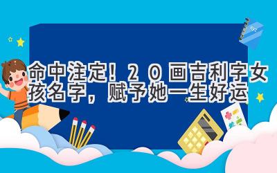 命中注定!20画吉利字女孩名字,赋予她一生好运
