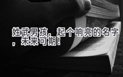 姓武男孩,起个响亮的名字,未来可期!