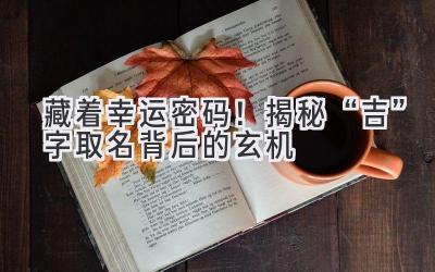 藏着幸运密码!揭秘“吉”字取名背后的玄机