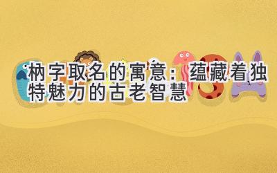 枘字取名的寓意:蕴藏着独特魅力的古老智慧