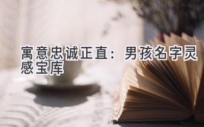 寓意忠诚正直:男孩名字灵感宝库