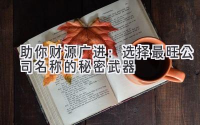 助你财源广进:选择最旺公司名称的秘密武器