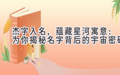  杰字入名，蕴藏星河寓意：为你揭秘名字背后的宇宙密码 
