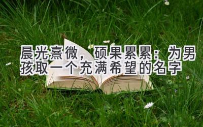  晨光熹微，硕果累累：为男孩取一个充满希望的名字 