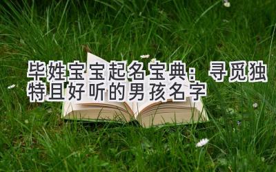 毕姓宝宝起名宝典:寻觅独特且好听的男孩名字