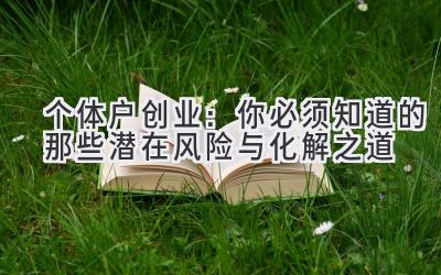  个体户创业：你必须知道的那些潜在风险与化解之道 