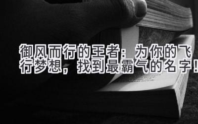 御风而行的王者:为你的飞行梦想,找到最霸气的名字!