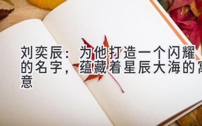   刘奕辰：为他打造一个闪耀的名字，蕴藏着星辰大海的寓意 
