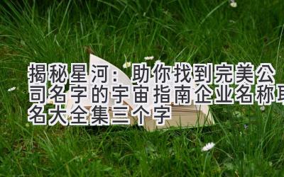 揭秘星河:助你找到完美公司名字的宇宙指南(企业名称取名大全集三个字)