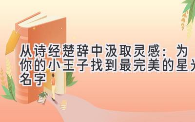 从诗经楚辞中汲取灵感:为你的小王子找到最完美的星光名字