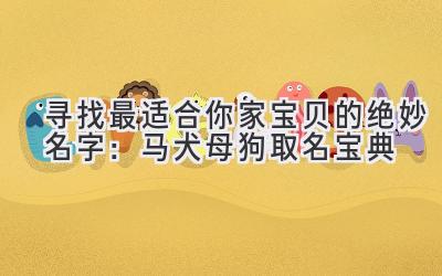 寻找最适合你家宝贝的绝妙名字:马犬母狗取名宝典