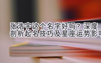 张浩宇这个名字好吗?深度剖析起名技巧及星座运势影响