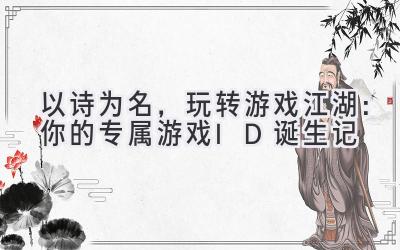 以诗为名,玩转游戏江湖:你的专属游戏ID诞生记